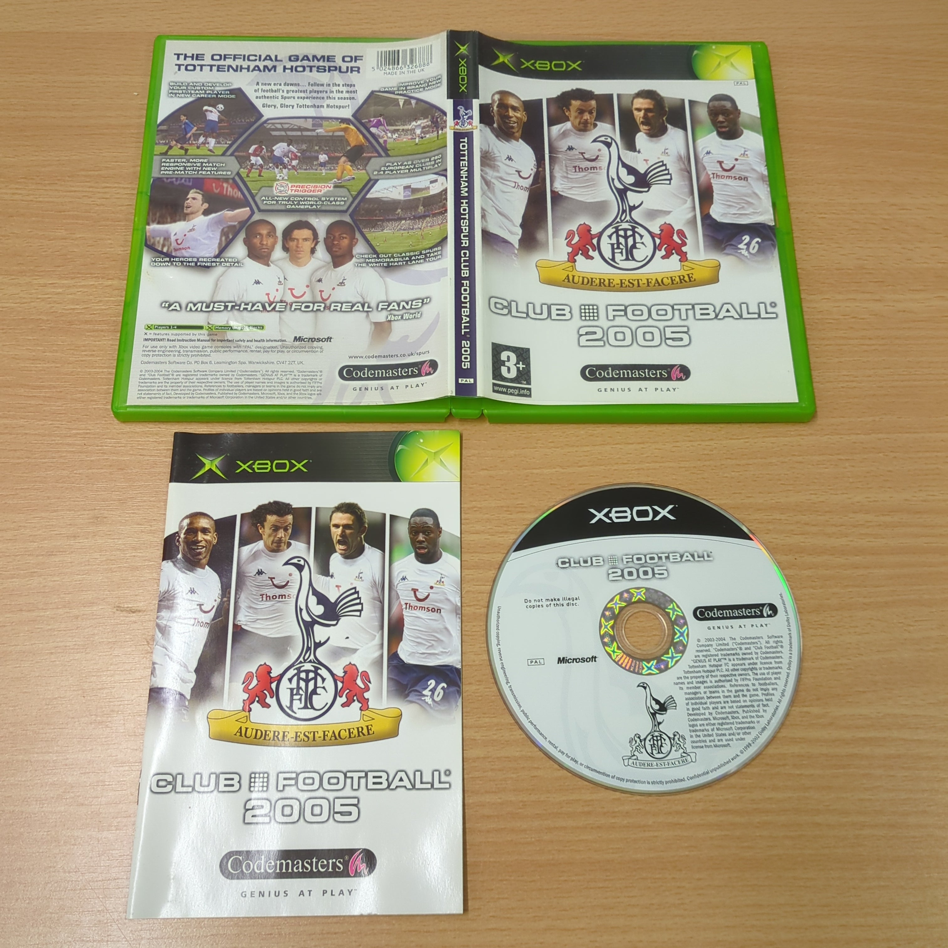 Tottenham Hotspur Club Football 2005 original Xbox game Tottenham Hotspur Club Football 2005 original Xbox game